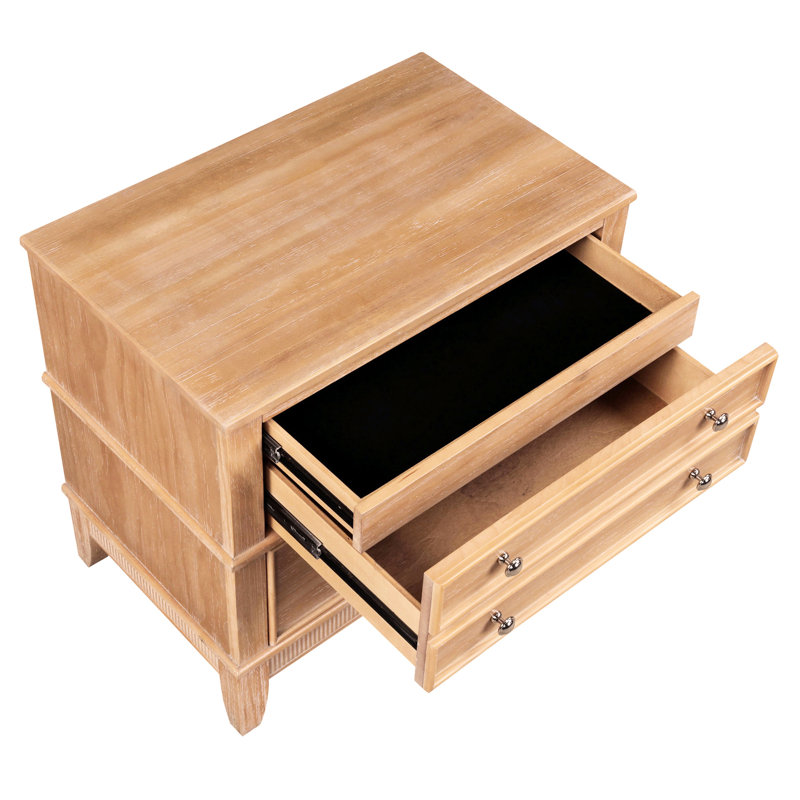 Commode de chambre à coucher à 3 tiroirs - bois massif, couloir feutré naturel, couleur naturelle, peu encombrant, Naturel