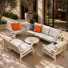 Solid Acacia Wood Garden Sofa Set With Coffee Table, Outdoor Patio Lounge Furniture