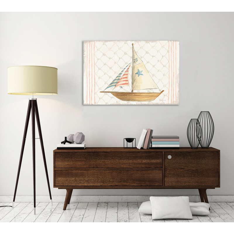 Toile tendue avec châssis «Floursack Nautical douzième» par Danhui Nai, H 28 po x l 42 po x P 1,5 po
