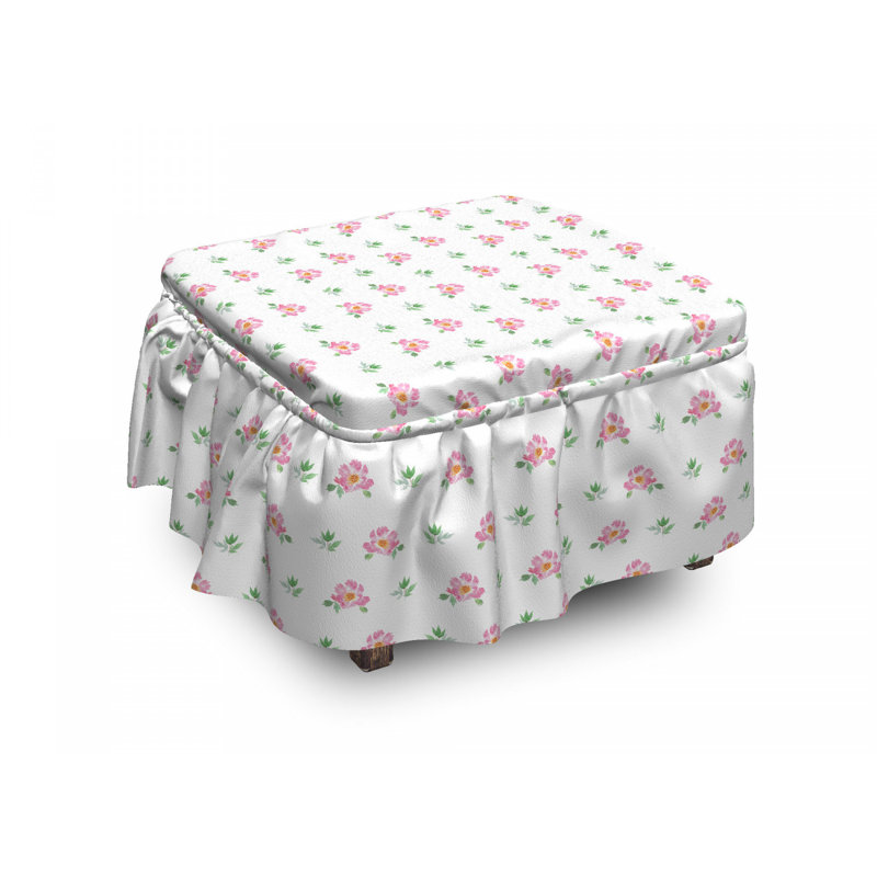 Housse pour repose-pieds plumeria, Rose clair / vert pâle