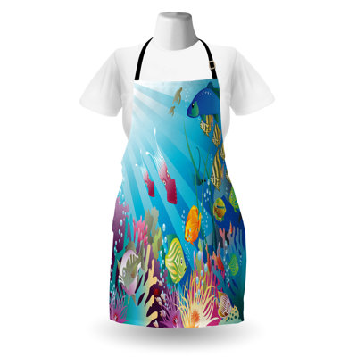 East Urban Home Underwater Apron Unisex Fish Species in the Sea Adult Size Multicolor
