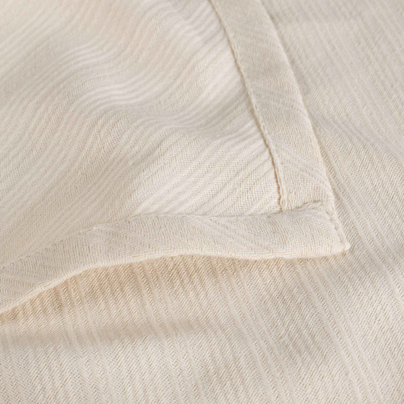 Jeté 100% coton Nile Mills - Jacquard à rayures diagonales - Accent léger toutes saisons, Lit simple, Ivoire ivoire