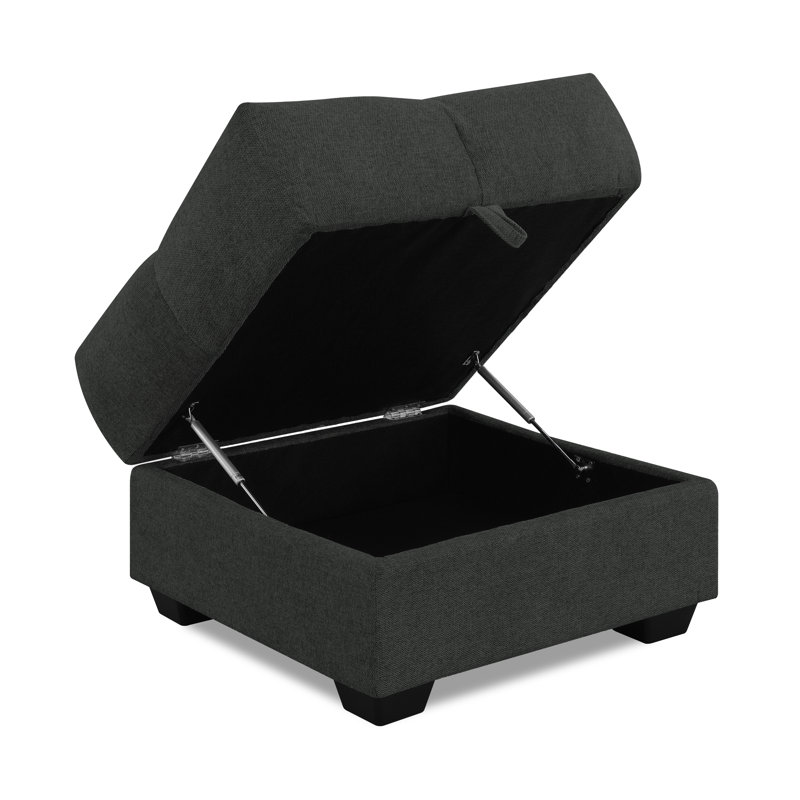 Ajada 69cm Wide Square Ottoman with Storage, Dark Grey