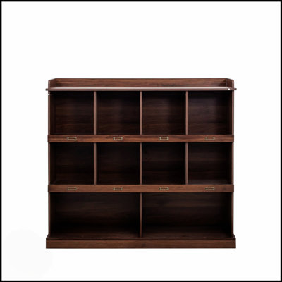 Elegant 10-Shelf Bookcase In Walnut, Spacious And Durable For Organizing Books And Decorative Items.