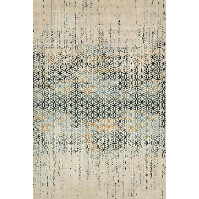 Beige-Themed Multi-Colored Geometric Patterned Modern Decorative Rug