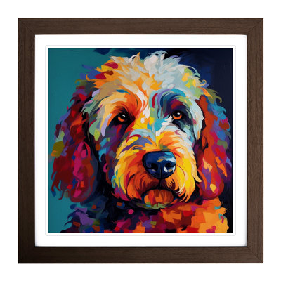 Labradoodle Abstract Art No.2 - Single Picture Frame Print on Wood