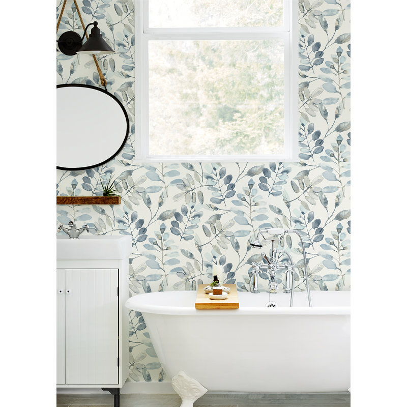 Elkins 33' L x 20.5" W Smooth Wallpaper Roll, Blue