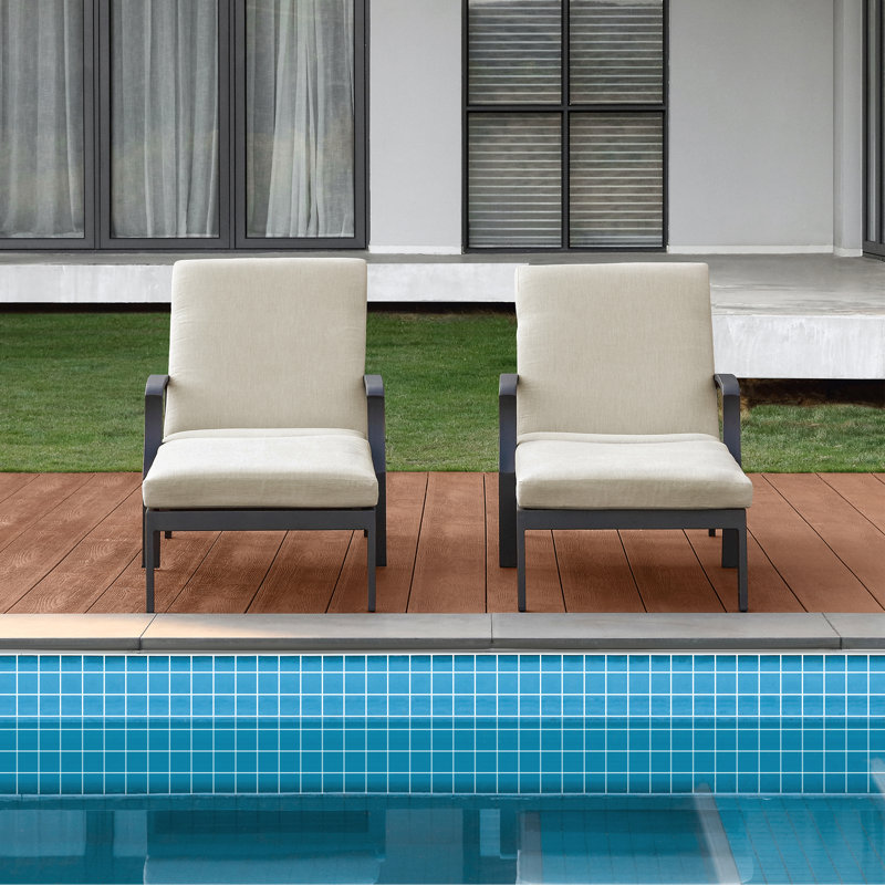 SeeHill Pool Lounge Chair, Aluminum Outdoor Chaise Lounge with Thick Cushion, Outdoor Lounger Pool Furniture with 6-Position Adjustable Backrest, Patio Lounge Chair for Outside, Deck