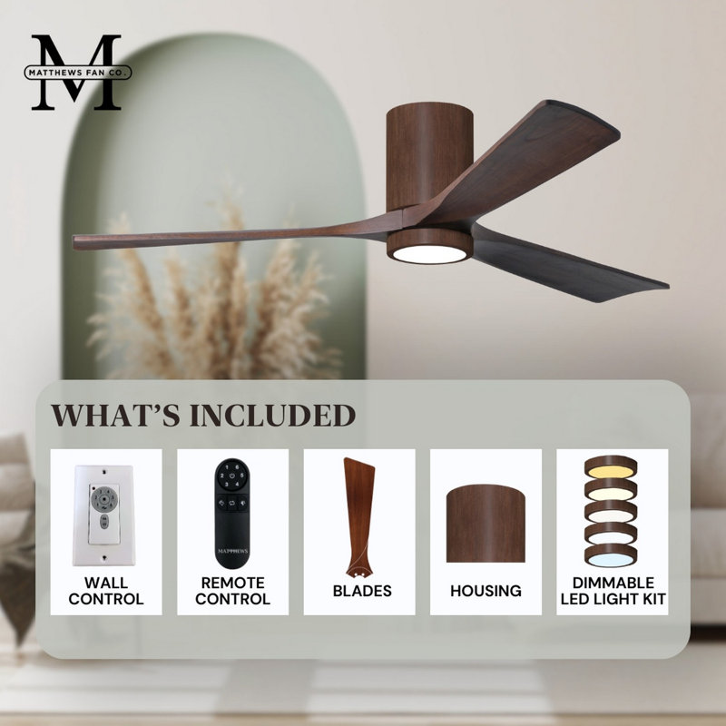 Irene LED Ceiling Fan, 52", Walnut, Walnut