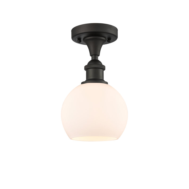 Cindi Glass Semi Flush Mount, Oil Rubbed Bronze, Matte White