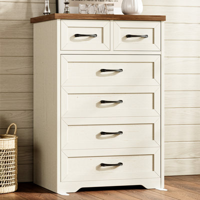 Vertical Dresser With 6 Wooden Drawers & Farmhouse And Classic Charm by Ebern Designs