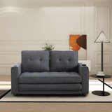 55'' Convertible Upholstered Sleeper Sofa Bed With Side Pockets And Cup Holder