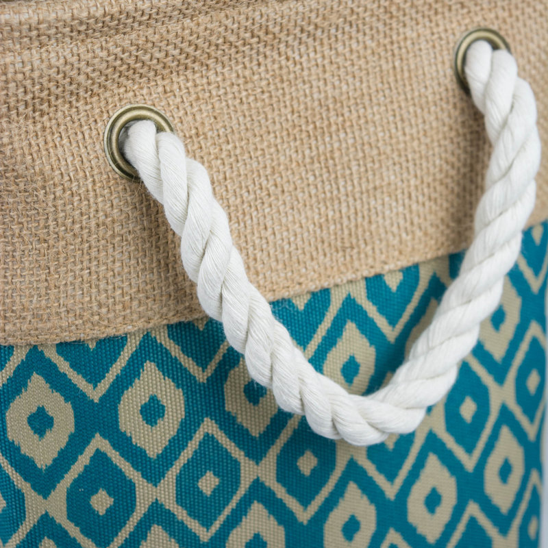 Bac en tissu Layken Ikat, Bleu sarcelle, H 9 po x l 14 po x P 8 po
