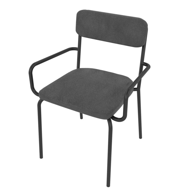 Fauteuil de salle à manger rembourré en cuir noir et pourquoi Vegan Modern, Noir