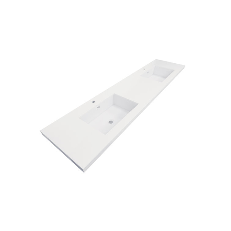 MEBO 84'' White Reinforced Acrylic Rectangular Bathroom Sink with Overflow