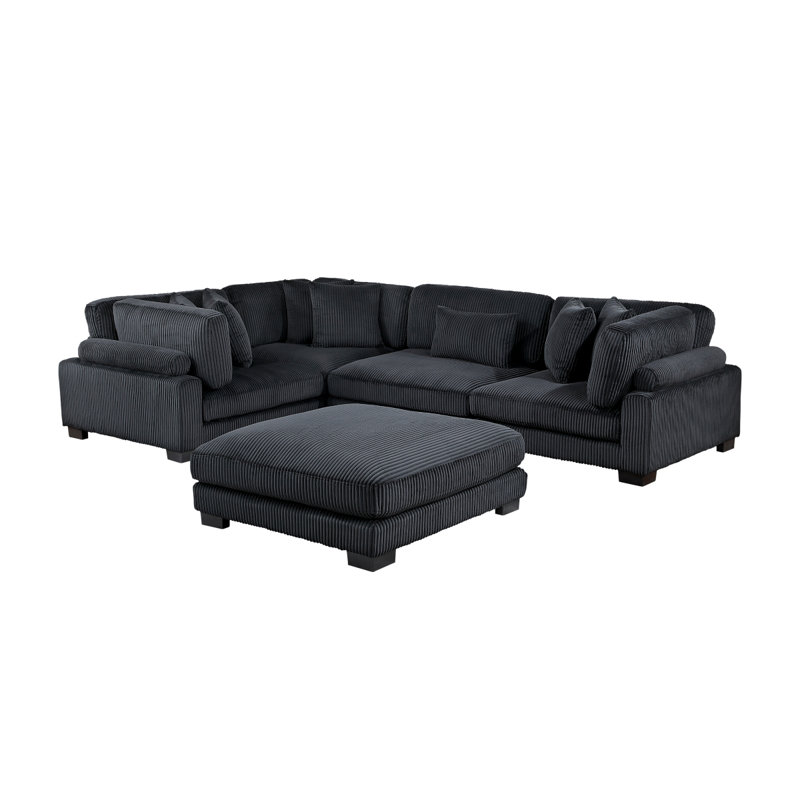 Canapé modulaire à 5 pièces Traverse noir avec repose-pieds