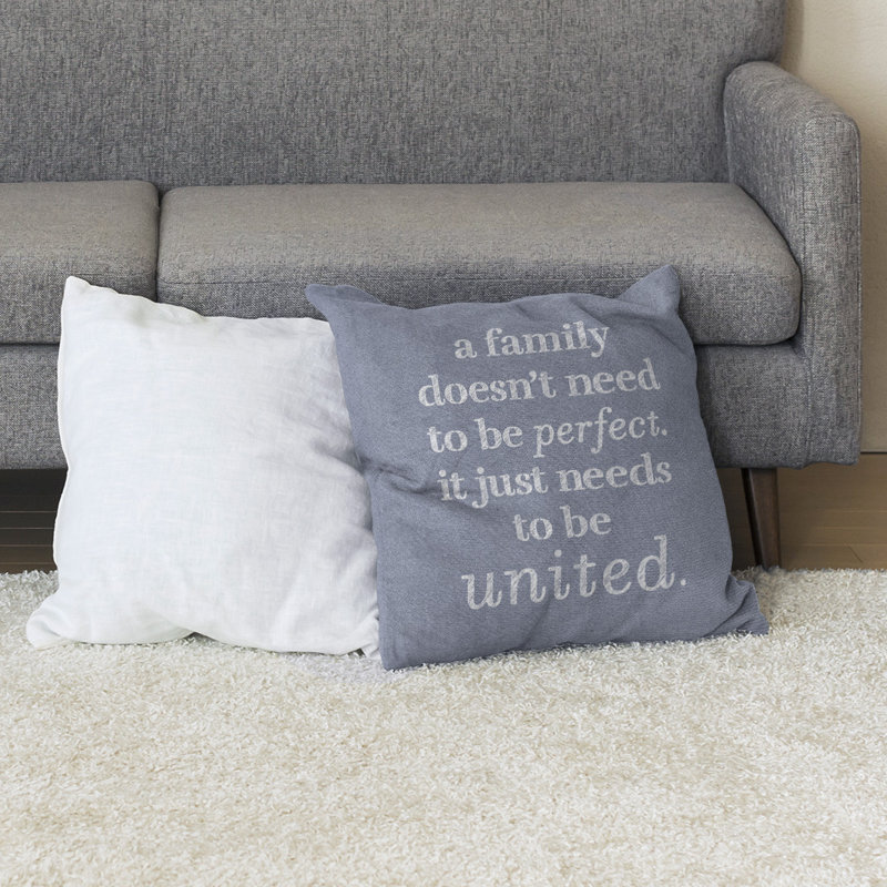 Coussin de sol Family Love, Bleu / Blanc, H 28 po x l 28 po