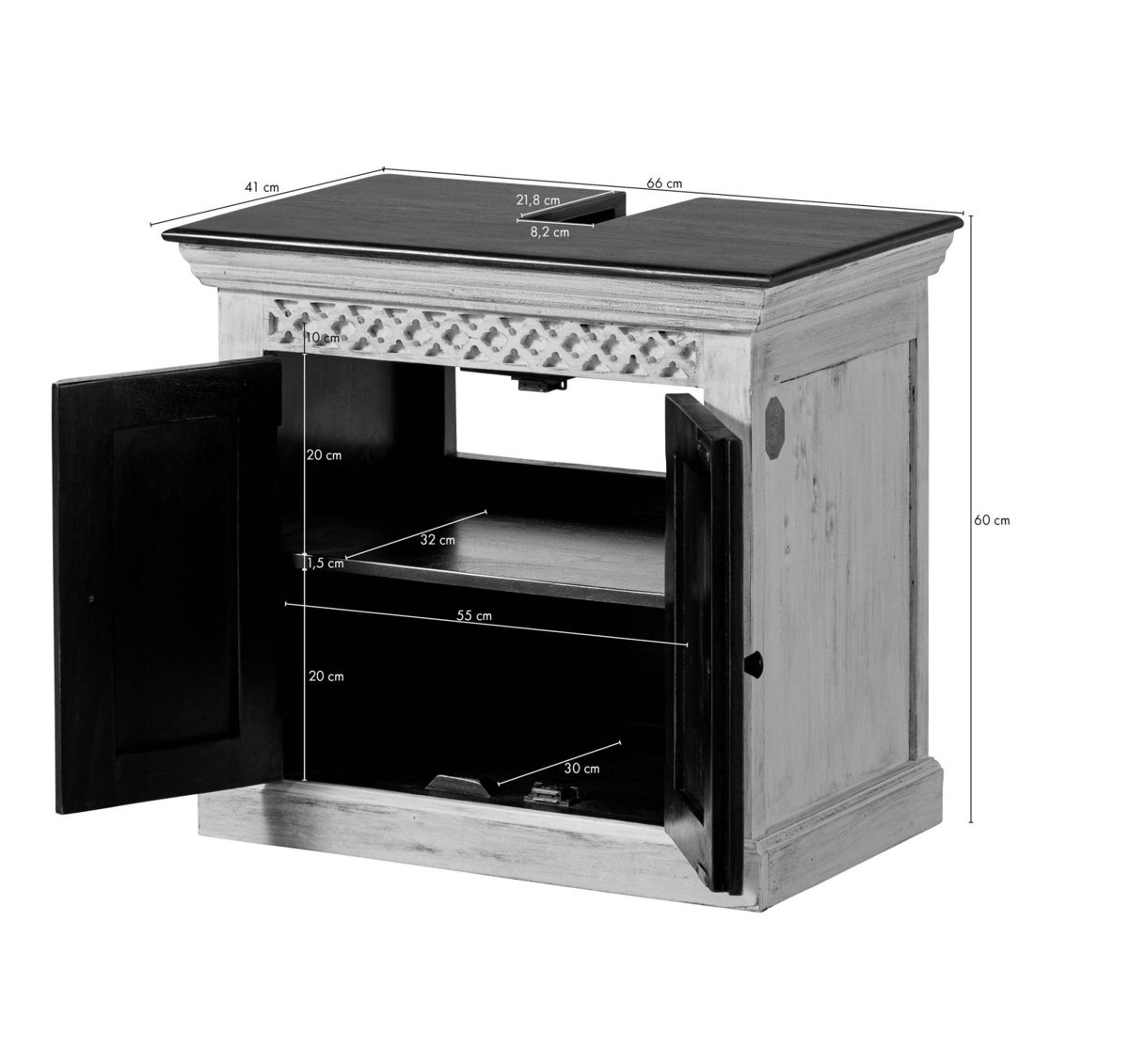 Castel Rool Vanity Massivmoebel24 Castle-Antik 66cm Single Bathroom Vanity Base Only ...