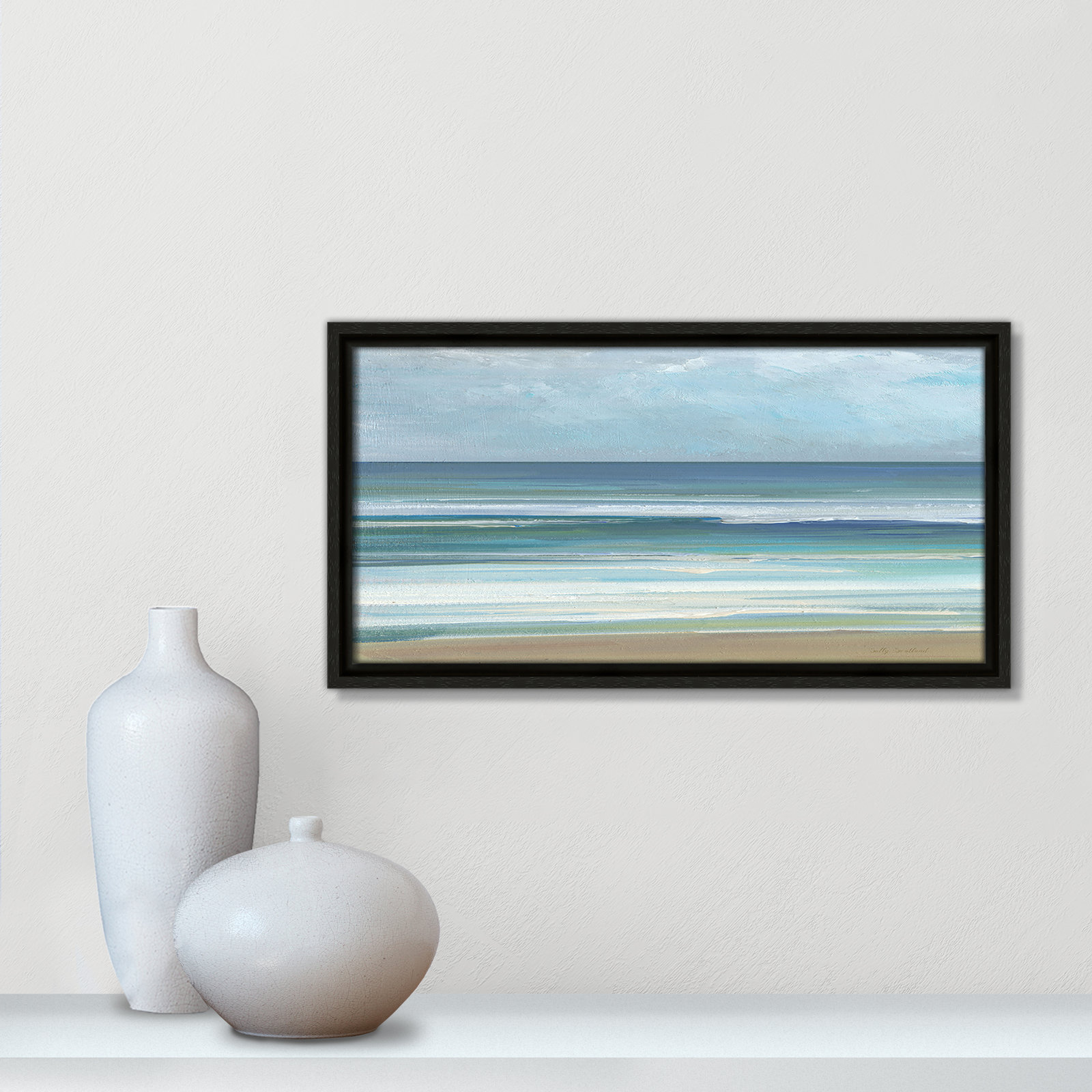 Gentle Waves I - Panorama Version Print by Sally Swatland, Espresso, 9.5" H x 17.5" W