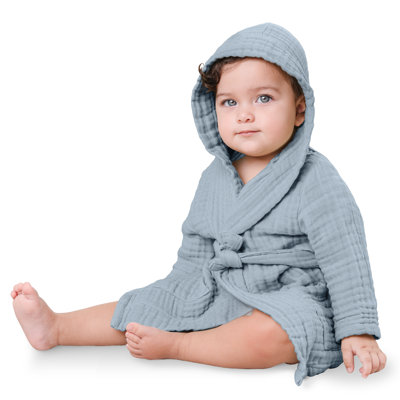Comfy Cubs Muslin Bath Robe for Kids - 100% Cotton, 4-Layer Absorbent Muslin Fabric, Hooded with Pockets and Belted