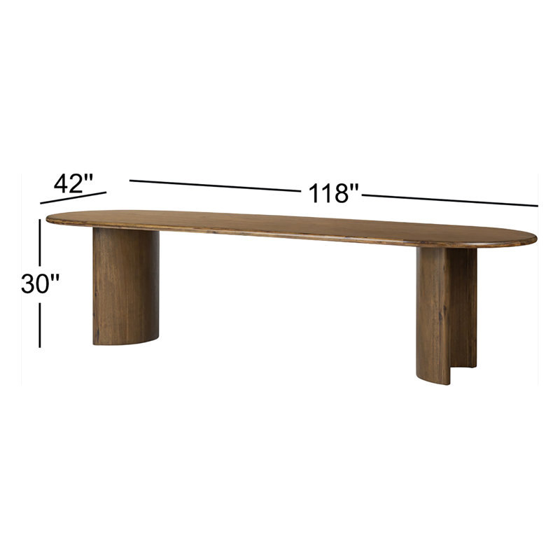 Paden Dining Table, 30" H x 94" W x 42" D, Seasoned Brown Acacia