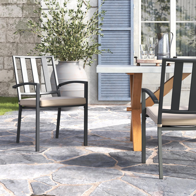 Sybil Premium All-Weather Wicker Outdoor Stacking Dining Armchair with Cushion