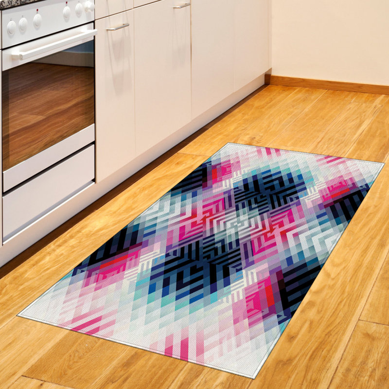 Tapis décoratif abstrait à haute densité en fibres longues, Rectangle 2 pi 7 po x 5 pi