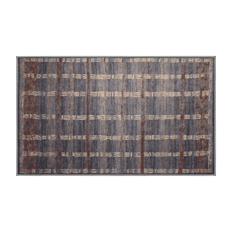 Machine Washable Gray Area Rug, Runner 2' x 4'