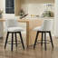 Ensemble de 2 tabourets de bar pivotants à 360°, hauteur comptoir, 63,5 cm (25 po), style ferme moderne, pieds en bois massif et repose-pieds, tabourets de bar pour îlot de cuisine ou pub.-2002951806