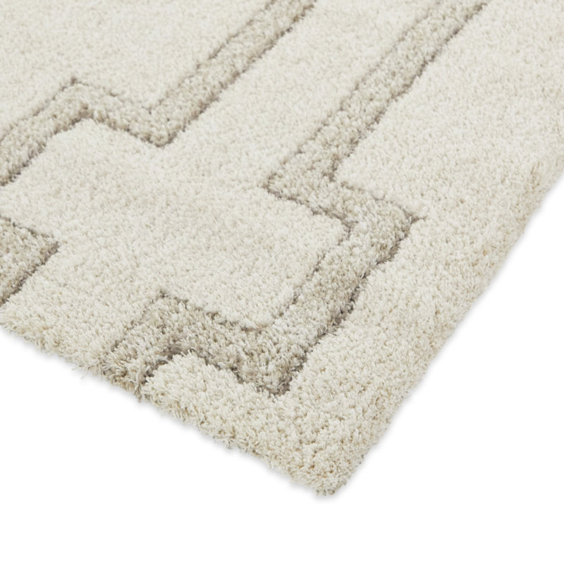Lentz Cream Transitional Striped Area Rug, Rectangle 5'3" x 7'