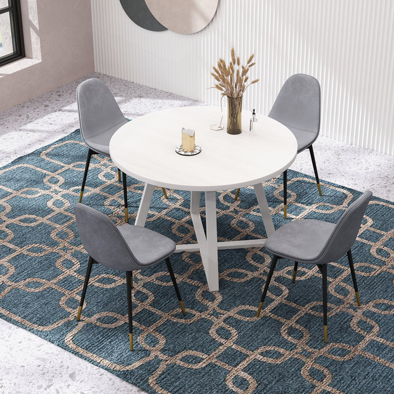 Élégant ensemble de salle à manger 5 pièces avec table à tréteaux et 4 chaises, idéal pour créer une atmosphère de salle à manger harmonieuse