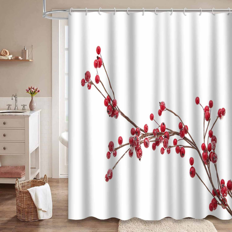 Rideau de douche rouge imperméable, rideaux de douche pour la salle de bain avec 12 crochets, 72" L x 78" W