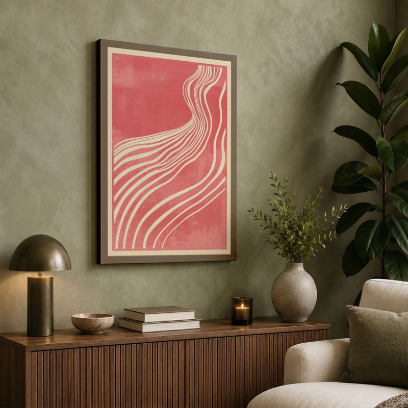 Flowing Lines Art Deco - Wrapped Canvas, 36x24 - 91.4 x 61.0 cm, Taupe Border
