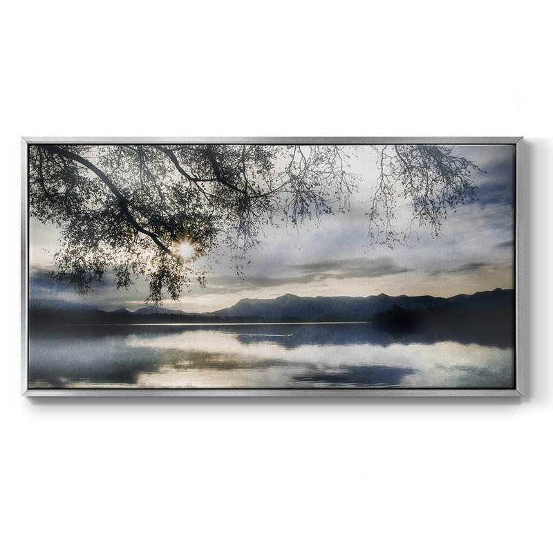 Staffelsee Lake - Toile tendue avec châssis encadré - Prêt à être accroché, Argent argent, H 17 po x l 33 po