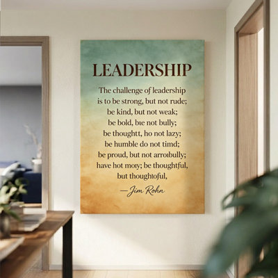 Tableau sur toile vintage avec citation inspirante, 61 x 91 cm (24 x 36 pouces), impression sur châssis, typographie beige et marron, idéal pour le bureau, le salon ou la salle d'étude.