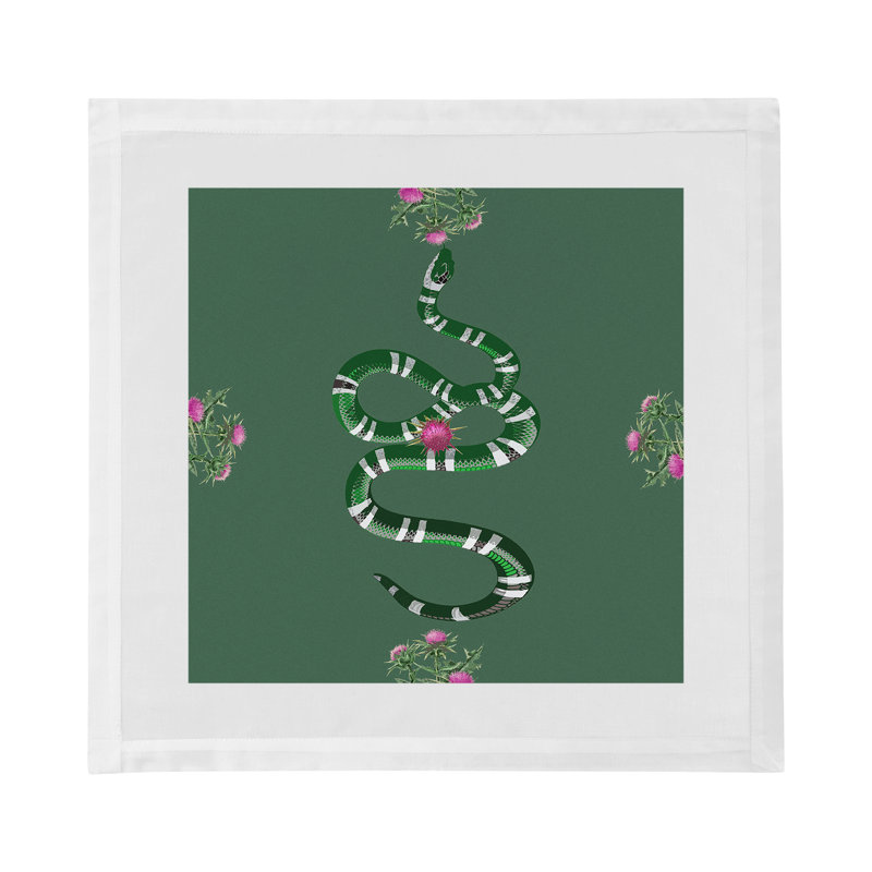 Thistle And Snake Cotton Sateen Dinner Napkins, Evergreen
