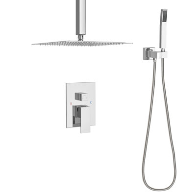 Topcraft 10-Inch Ceiling Mount Square Shower System With Rough-In Valve