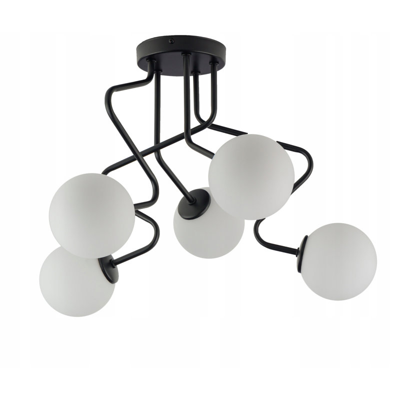 Glass Semi Flush Mount, Black