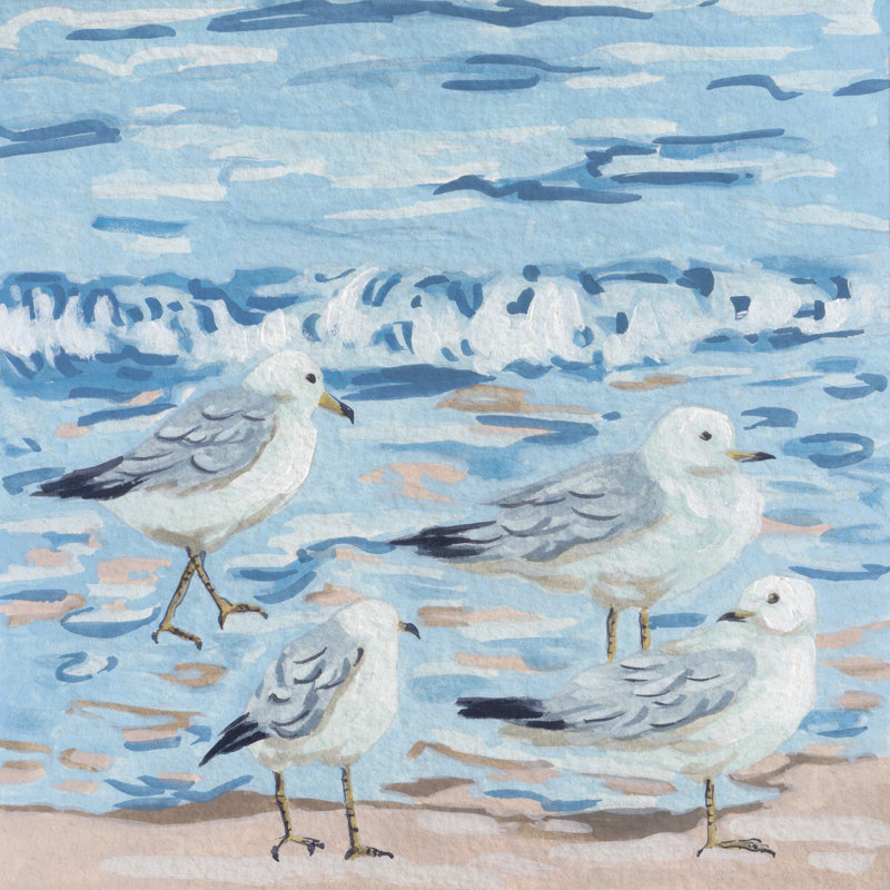 Oiseaux mouettes I, H 30 po x l 30 po