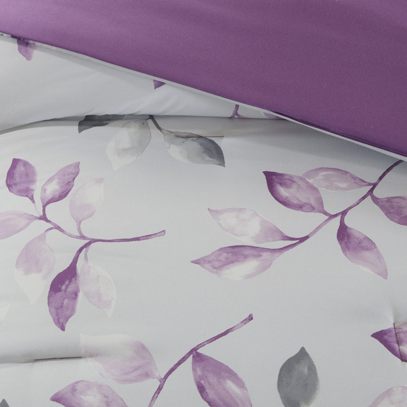 Full Purple Floral Down Alternative Comforter Set