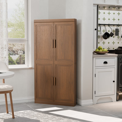 62" H X 31" W Kitchen Pantry Storage Cabinet with Adjustable Shelves Corner Sideboard Buffet Cupboards for Kitchen, Living Room