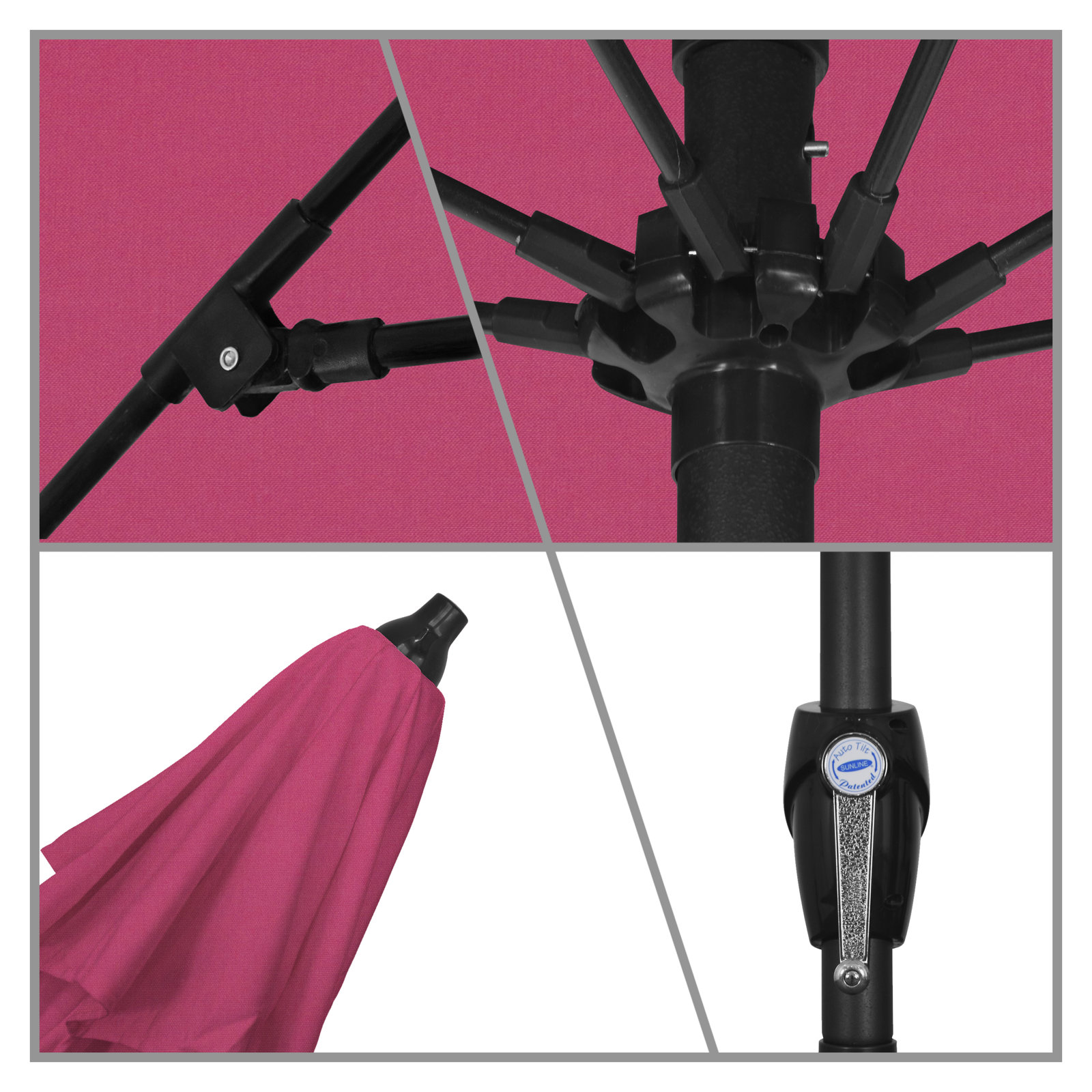 Gino 7.2' Sunbrella® Umbrella, Canvas Hot Pink Sunbrella® Canvas