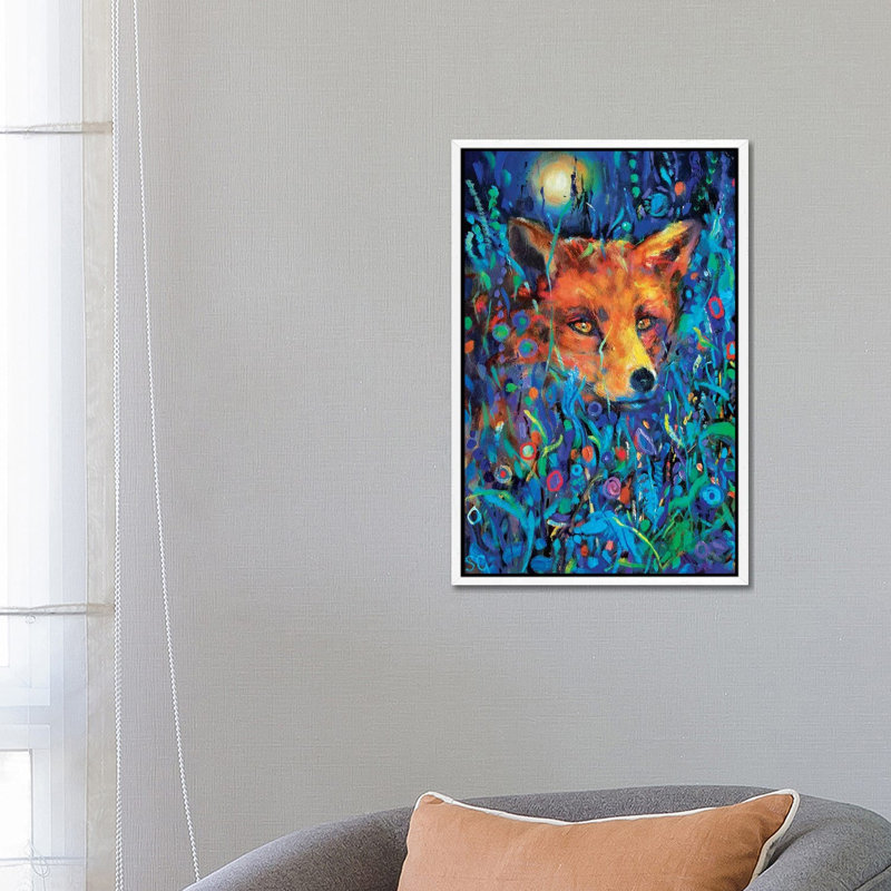 Fantasy Mr Fox by Sue Gardner - Painting on Canvas, 66.04 cm H x 45.72 cm W, White Framed
