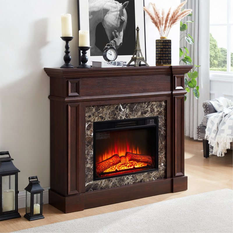 Fireplace Mantel (23" Fireplace Not Included)--Cherry, 45.6"W*11.8"D*40"H, Burgundy