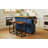 Farmhouse Kitchen Island With Drop Leaf And 2 Seatings, Kitchen Table Set With Storage Cabinet, Drawers, Door Shelves And Power Outlet-2062379893
