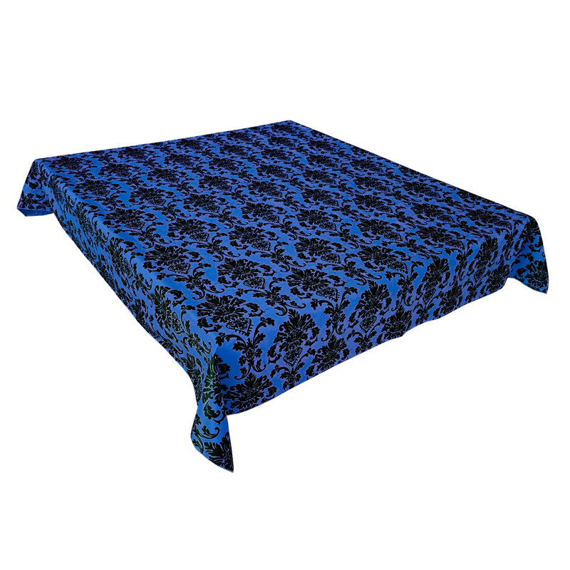 Floral Poplin Damask Tablecloths, 60" Rectangle, Royal Blue