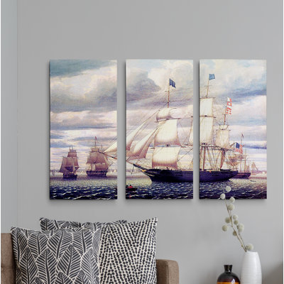 " Southern Cross Leaving Boston Harbor " 3 - Pieces Painting Print
