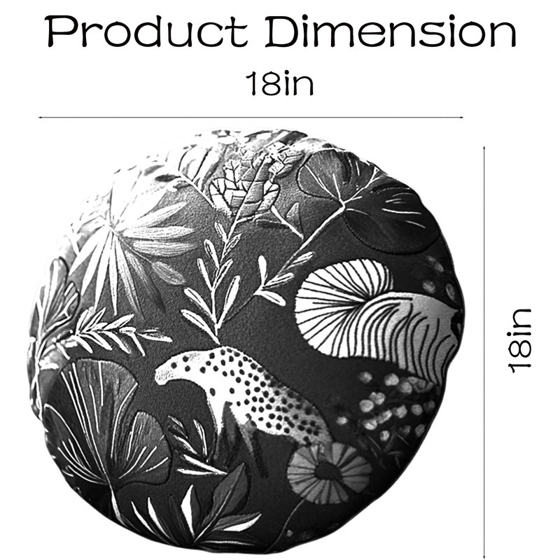 Coussin rond brodé léopard tropical