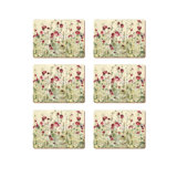 Wild Field Poppies Lacquered With Cork Backing Floral Rectangle Placemat