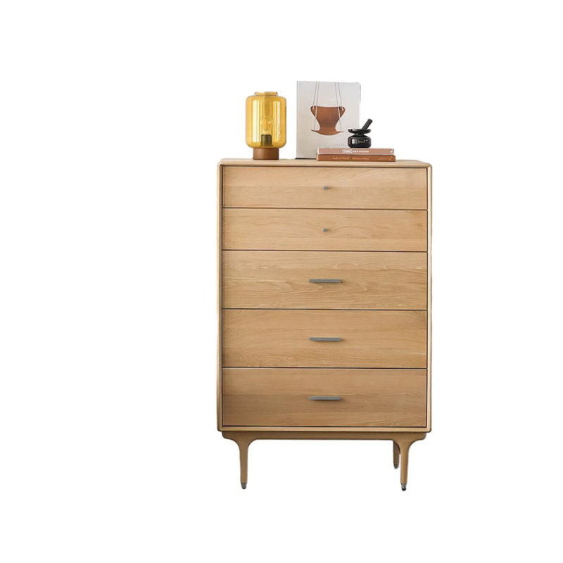 Armoire d'appoint moderne et simple en bois massif, Brun orangé